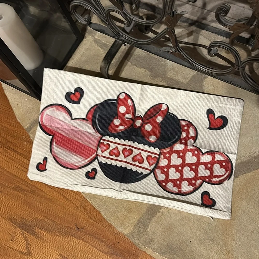 New Valentines Day Disney Mickey and Minnie Mouse Linen Lumbar Pillowcase